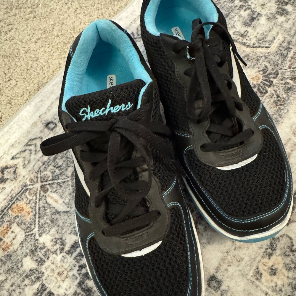 Skechers Black and Teal Dance Zumba Shoes - Picture 3 of 6